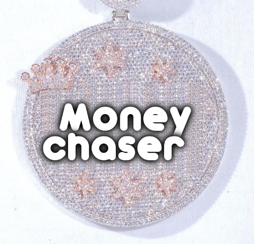 CUSTOM LETTER NECKLACE 3D BIG CROWN DISC