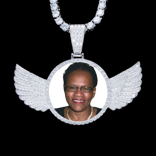 925S & VVS Moissanite 3D Wing Custom Picture Pendant