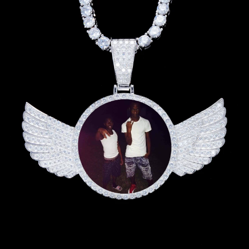 925S & VVS Moissanite 3D Wing Custom Picture Pendant