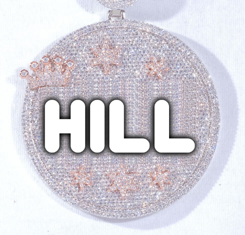 CUSTOM LETTER NECKLACE 3D BIG CROWN DISC