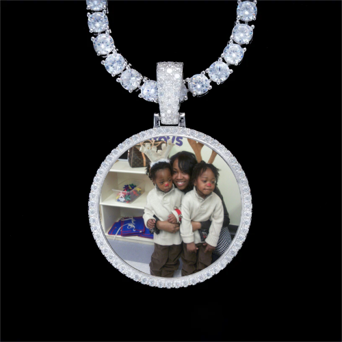 925S & VVS Moissanite 3D Circle Custom Picture Pendant