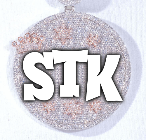 CUSTOM LETTER NECKLACE 3D BIG CROWN DISC
