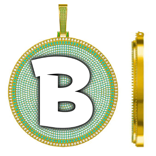 CUSTOM LETTER NECKLACE 3D BIG DISC