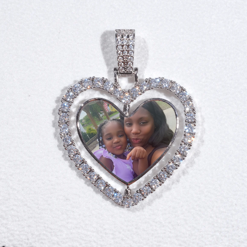 3D Spinning 2-Faced Heart Custom Picture Pendant
