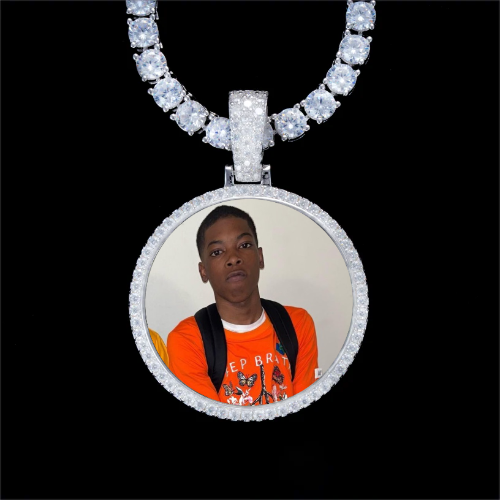925S & VVS Moissanite 3D Circle Custom Picture Pendant