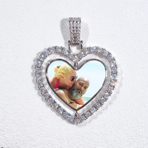 3D Spinning 2-Faced Heart Custom Picture Pendant