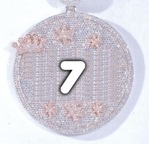 CUSTOM LETTER NECKLACE 3D BIG CROWN DISC