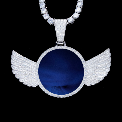 925S & VVS Moissanite 3D Wing Custom Picture Pendant