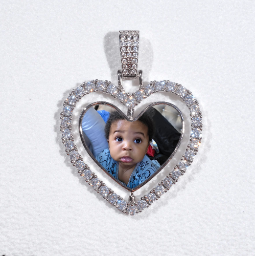 3D Spinning 2-Faced Heart Custom Picture Pendant