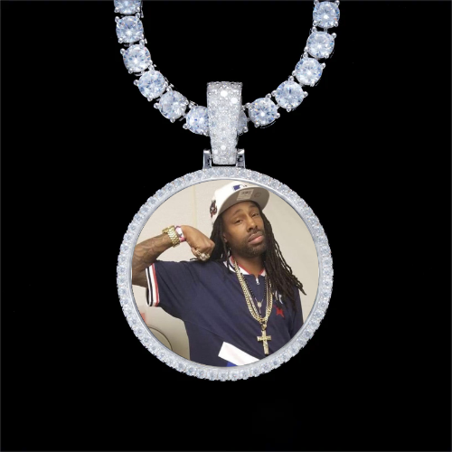 925S & VVS Moissanite 3D Circle Custom Picture Pendant
