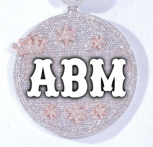 CUSTOM LETTER NECKLACE 3D BIG CROWN DISC