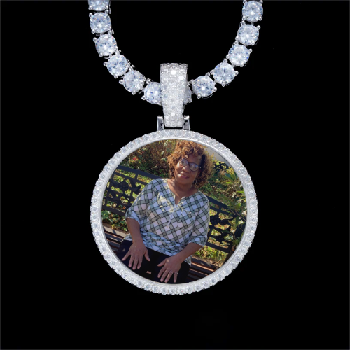 925S & VVS Moissanite 3D Circle Custom Picture Pendant