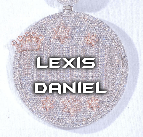 CUSTOM LETTER NECKLACE 3D BIG CROWN DISC
