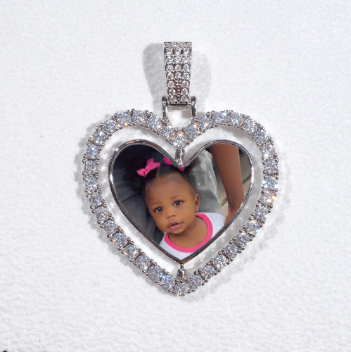 3D Spinning 2-Faced Heart Custom Picture Pendant