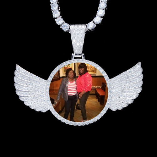 925S & VVS Moissanite 3D Wing Custom Picture Pendant