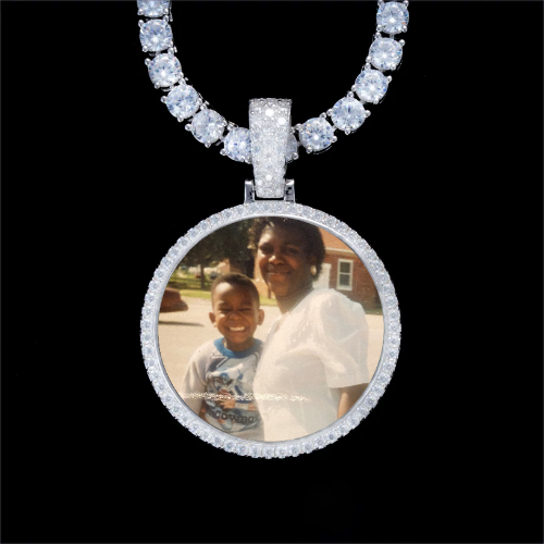 925S & VVS Moissanite 3D Circle Custom Picture Pendant
