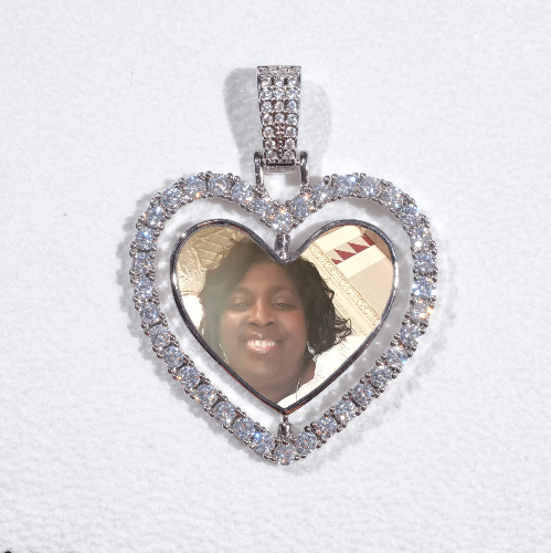 3D Spinning 2-Faced Heart Custom Picture Pendant