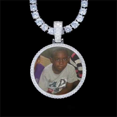 925S & VVS Moissanite 3D Circle Custom Picture Pendant