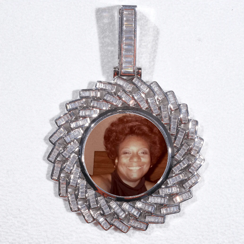 Large 3D Baguette Custom Picture Pendant
