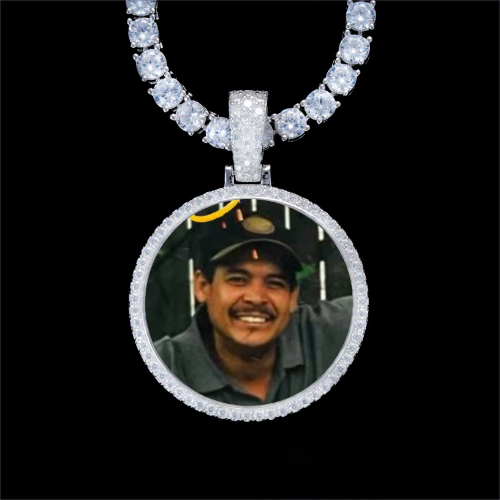 925S & VVS Moissanite 3D Circle Custom Picture Pendant