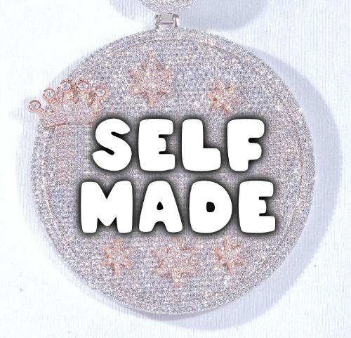 CUSTOM LETTER NECKLACE 3D BIG CROWN DISC