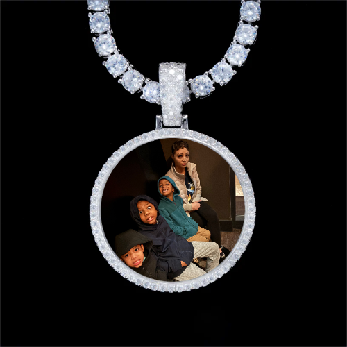 925S & VVS Moissanite 3D Circle Custom Picture Pendant