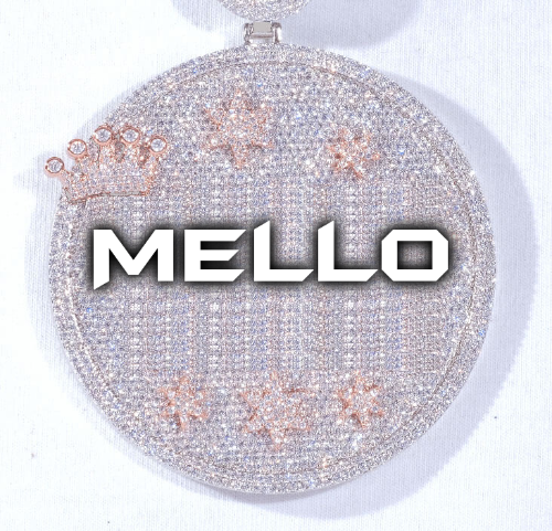 CUSTOM LETTER NECKLACE 3D BIG CROWN DISC