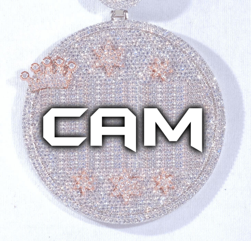 CUSTOM LETTER NECKLACE 3D BIG CROWN DISC