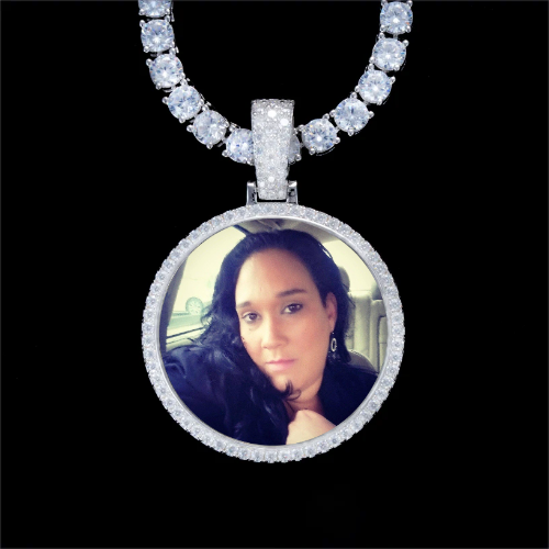 925S & VVS Moissanite 3D Circle Custom Picture Pendant