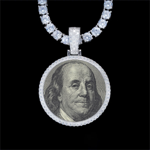 925S & VVS Moissanite 3D Circle Custom Picture Pendant