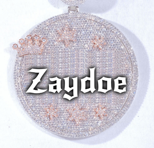 CUSTOM LETTER NECKLACE 3D BIG CROWN DISC