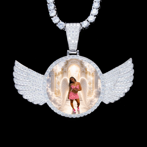 925S & VVS Moissanite 3D Wing Custom Picture Pendant