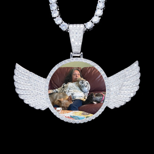925S & VVS Moissanite 3D Wing Custom Picture Pendant