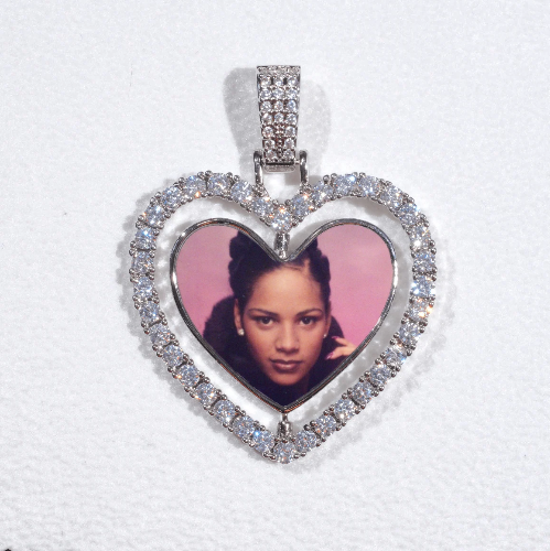 3D Spinning 2-Faced Heart Custom Picture Pendant