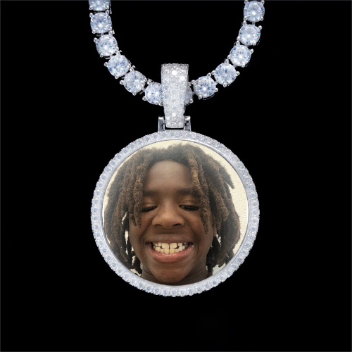 925S & VVS Moissanite 3D Circle Custom Picture Pendant