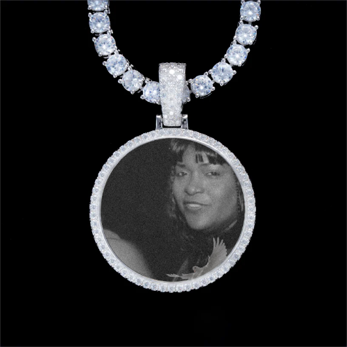 925S & VVS Moissanite 3D Circle Custom Picture Pendant