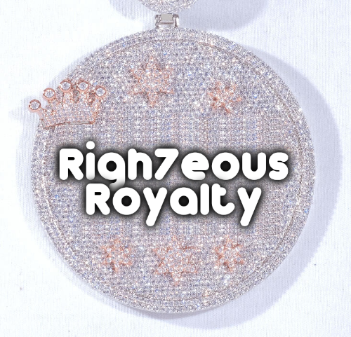CUSTOM LETTER NECKLACE 3D BIG CROWN DISC