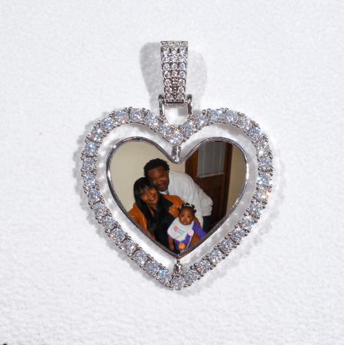 3D Spinning 2-Faced Heart Custom Picture Pendant