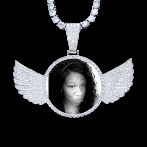 925S & VVS Moissanite 3D Wing Custom Picture Pendant