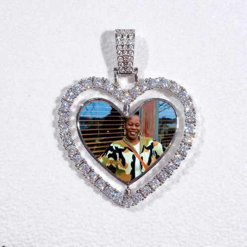 3D Spinning 2-Faced Heart Custom Picture Pendant