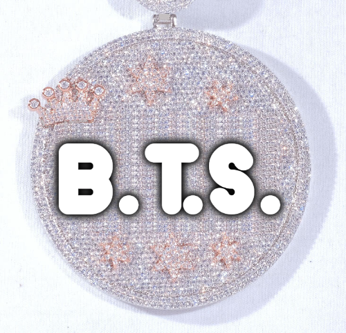 CUSTOM LETTER NECKLACE 3D BIG CROWN DISC