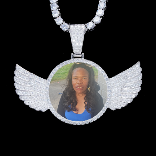 925S & VVS Moissanite 3D Wing Custom Picture Pendant
