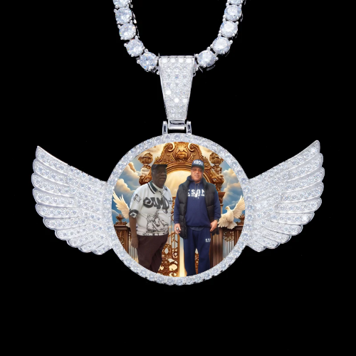 925S & VVS Moissanite 3D Wing Custom Picture Pendant