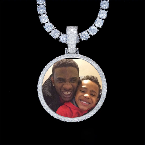 925S & VVS Moissanite 3D Circle Custom Picture Pendant