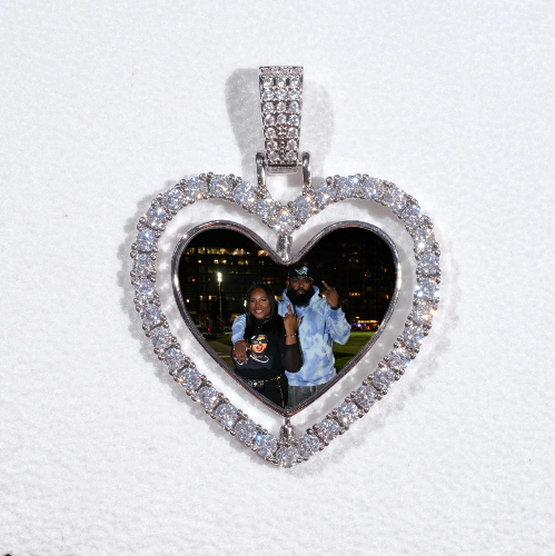 3D Spinning 2-Faced Heart Custom Picture Pendant