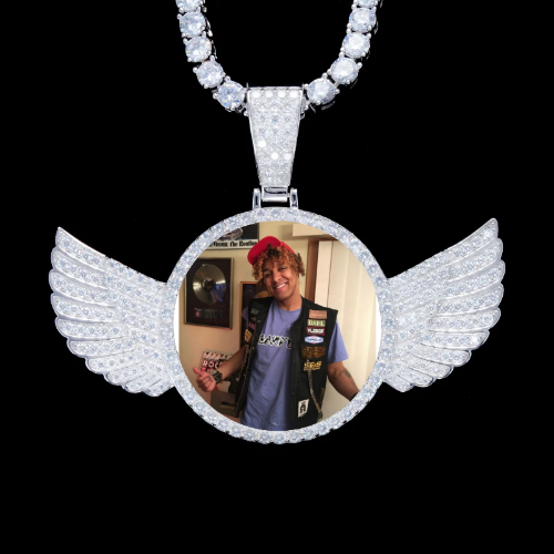 925S & VVS Moissanite 3D Wing Custom Picture Pendant