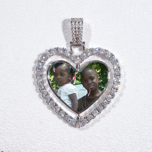 3D Spinning 2-Faced Heart Custom Picture Pendant