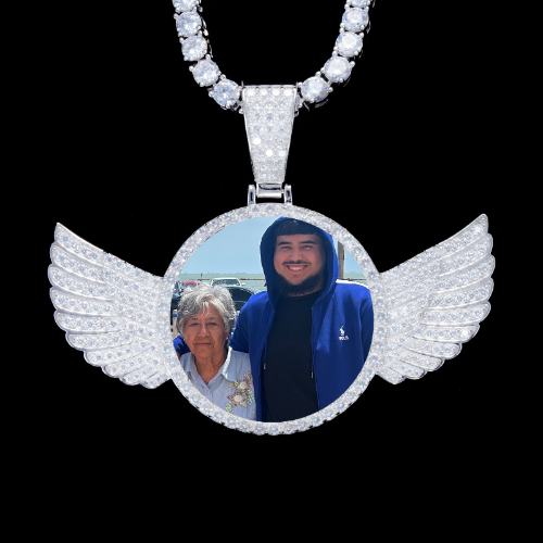925S & VVS Moissanite 3D Wing Custom Picture Pendant