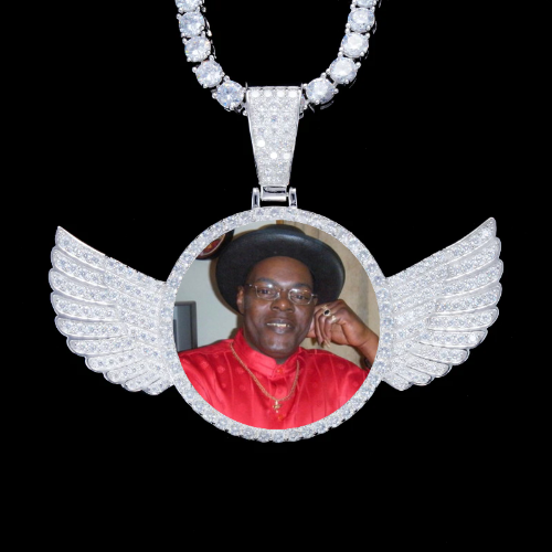 925S & VVS Moissanite 3D Wing Custom Picture Pendant