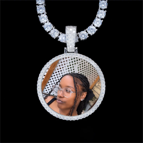 925S & VVS Moissanite 3D Circle Custom Picture Pendant